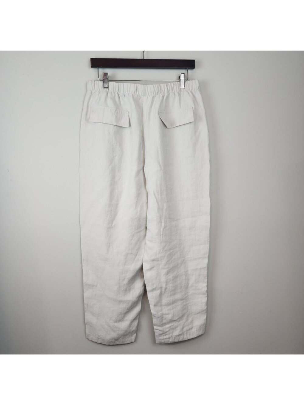 Zara Women Off White Elastic Waist Pants Size M Relaxed Fit Front & Back Pockets - Picture 4 of 10